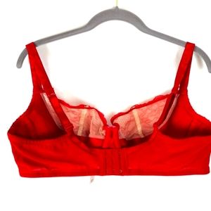 Cacique red lace satin jacquard underwire bra 40DD